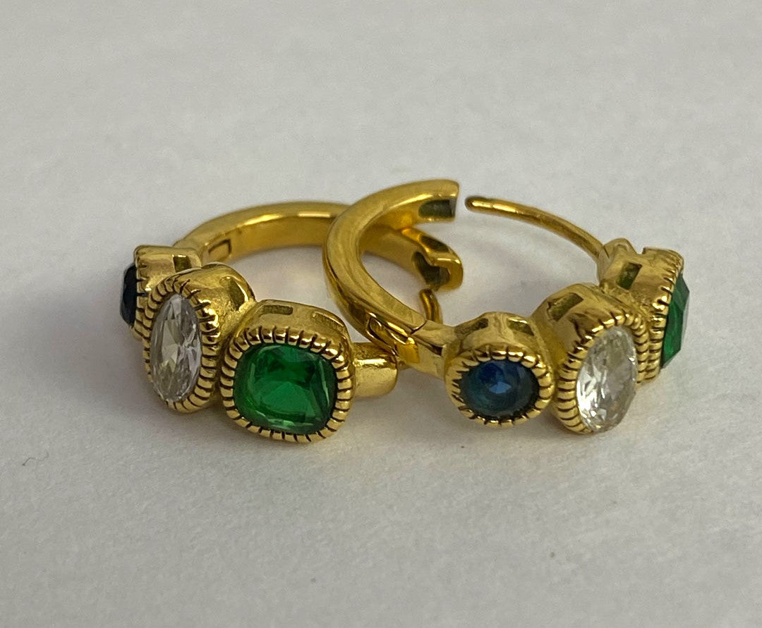 Emerald Small Hoops