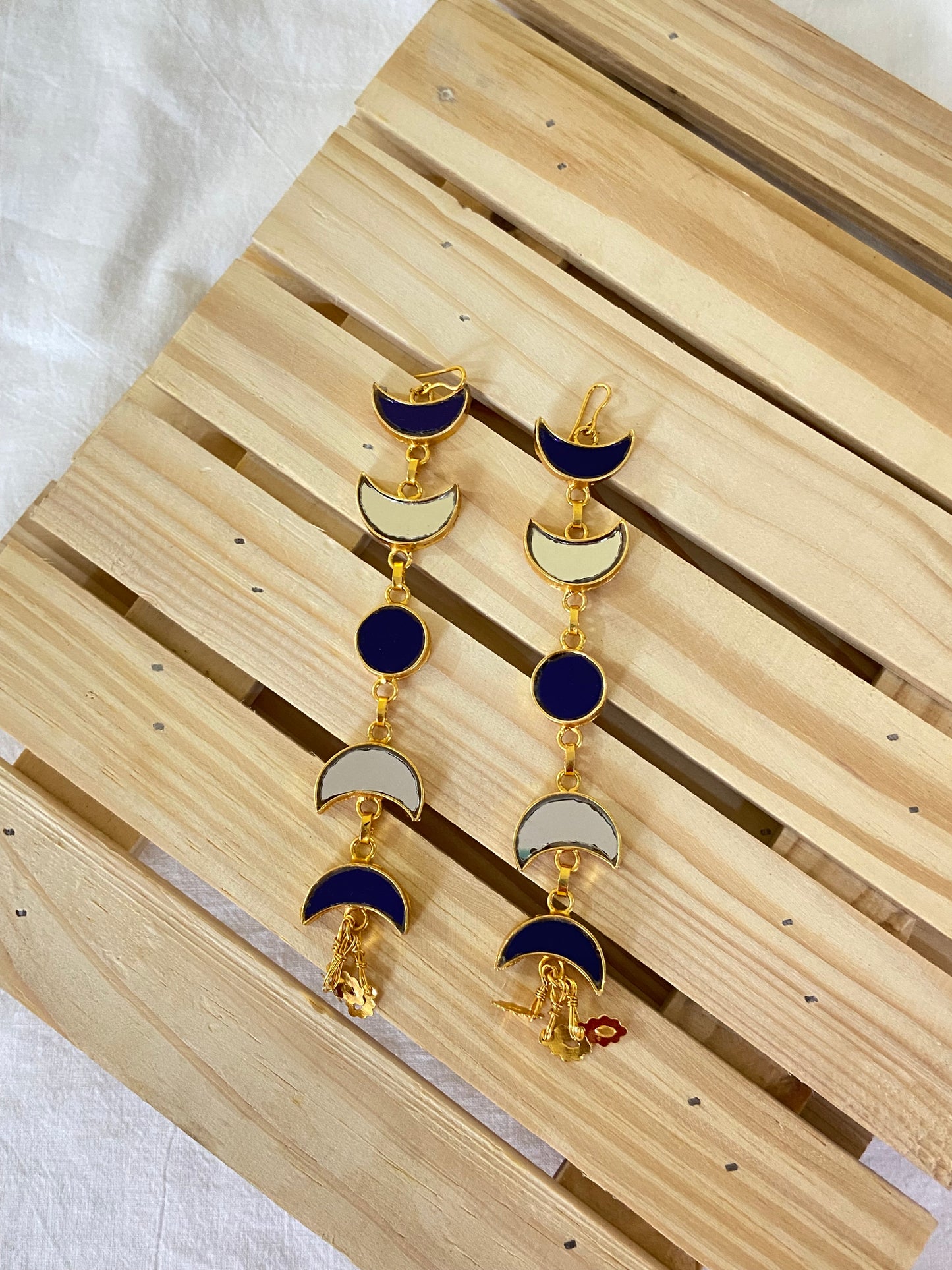Yaraa Blue & White Gold Plated Earrings