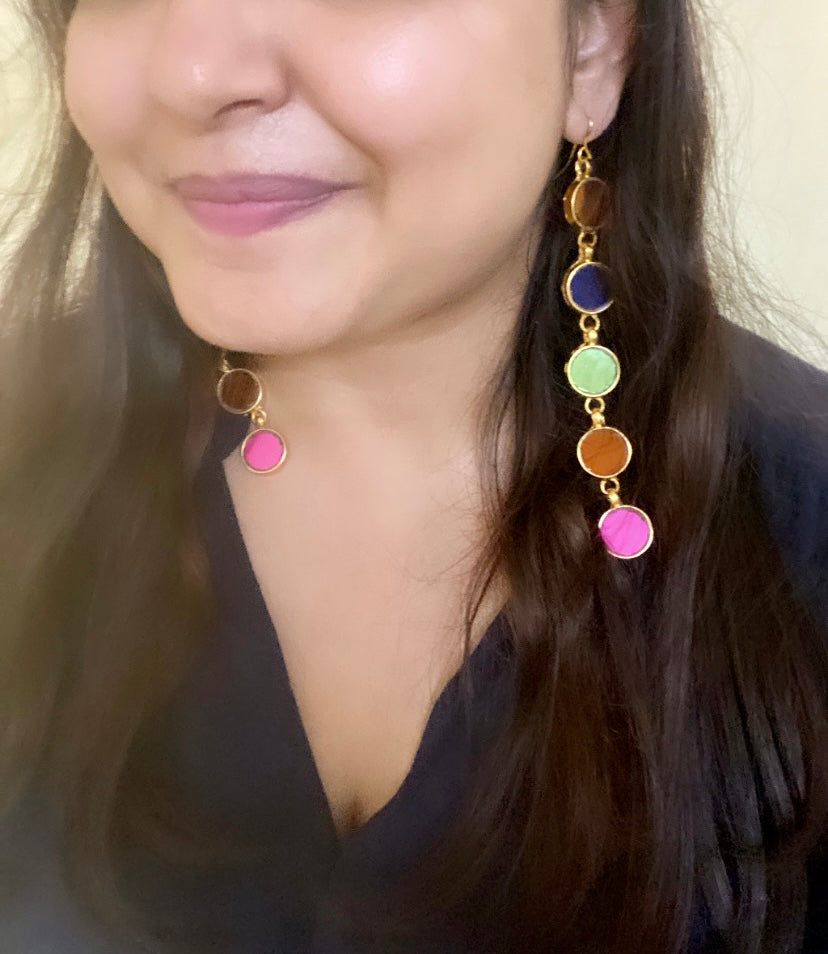 Nura Multicolour Gold Plated Earrings