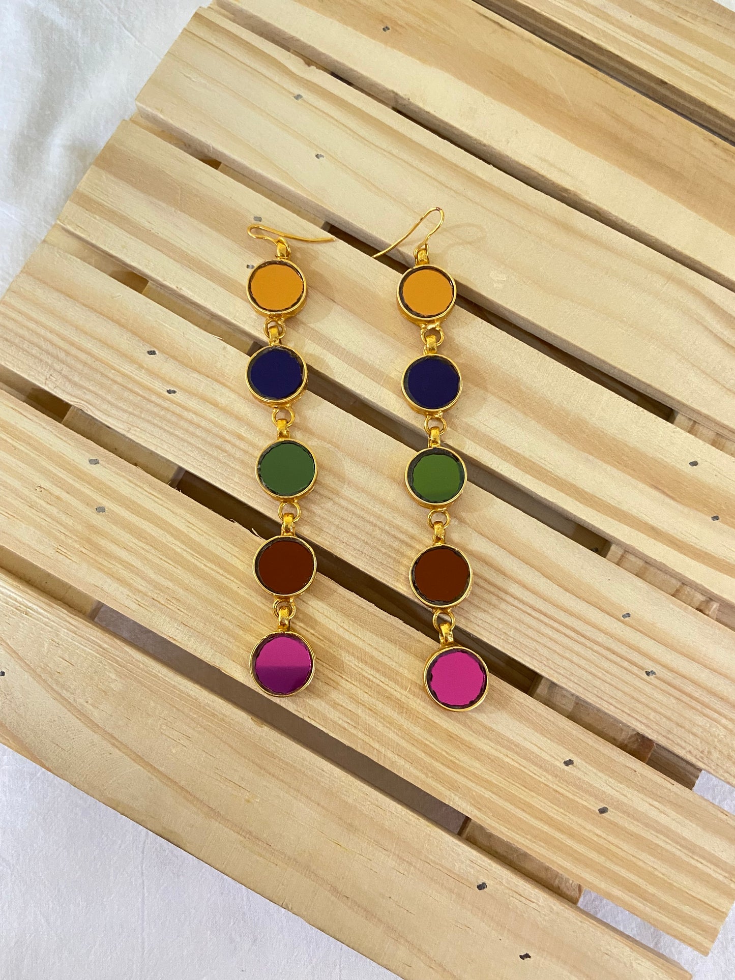 Nura Multicolour Gold Plated Earrings