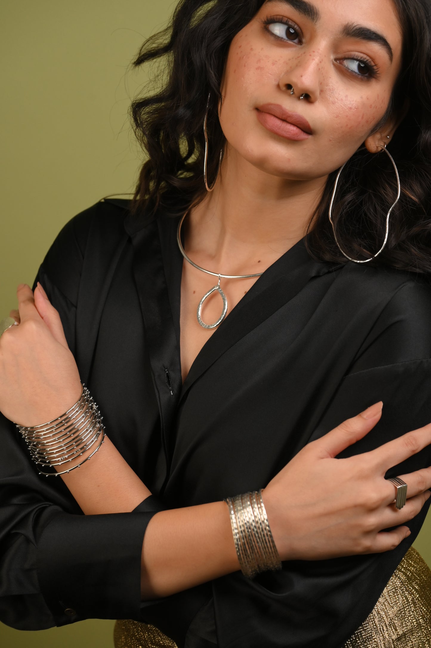 Curved Hoops in Silver