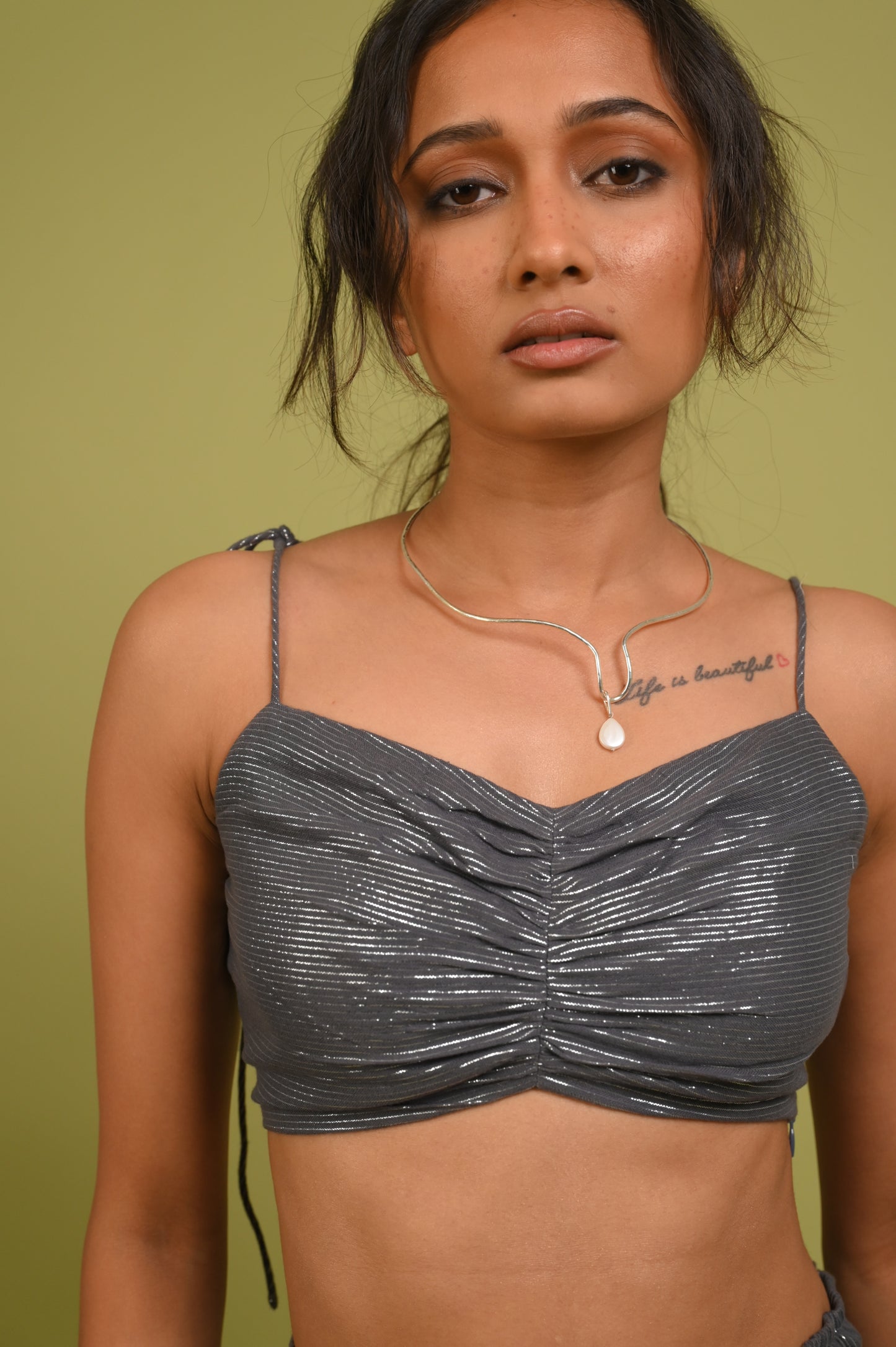 Skew Pearl Neckpiece - Silver