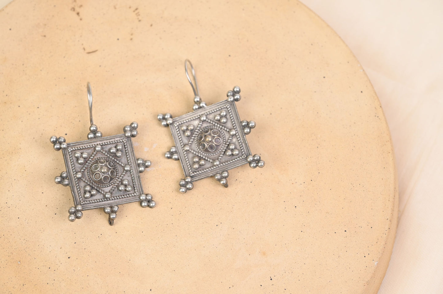 Square Oxidised Earrings