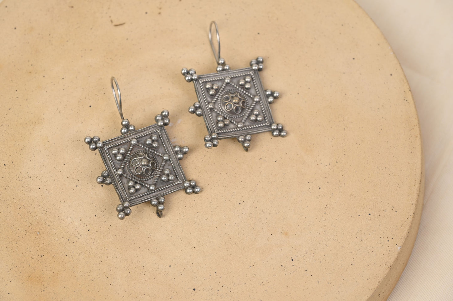 Square Oxidised Earrings