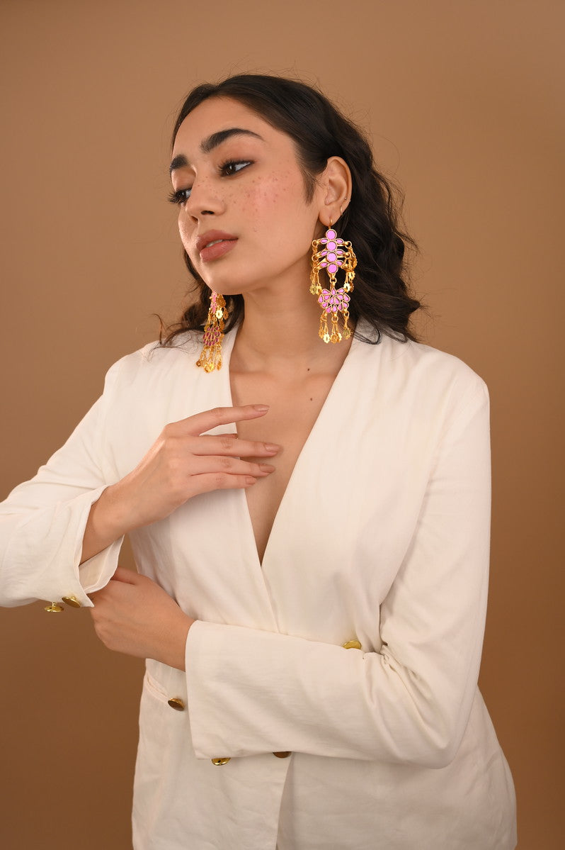 Nadiya Rani Pink Gold Plated Earrings