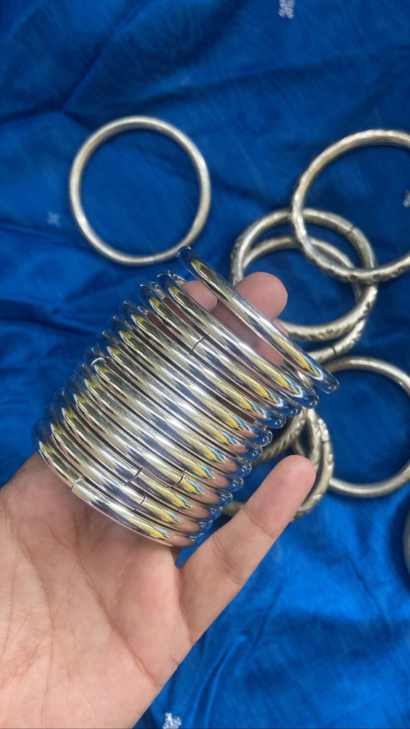 Silver Plain Kada - Pair of 2