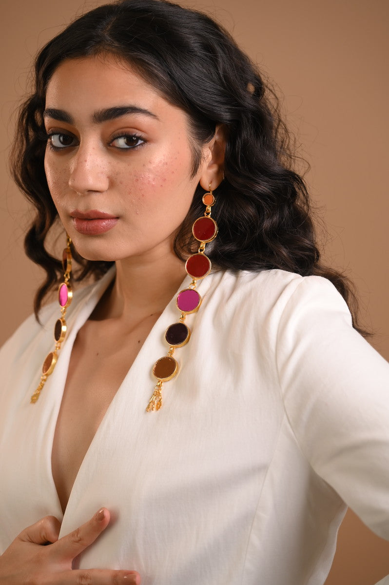 Rubaa Multicolour Gold Plated Earrings