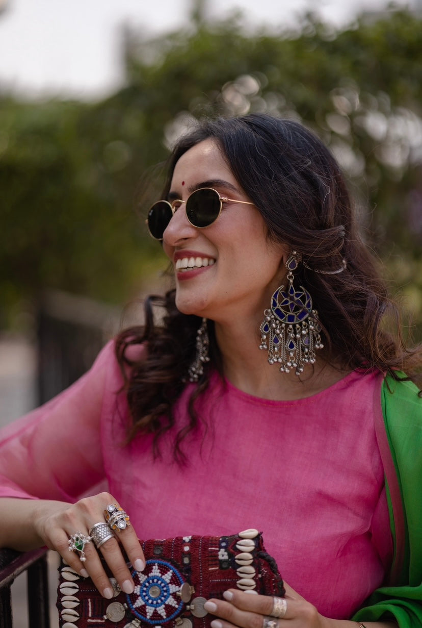 Urmi in Royal Blue Izzha Chandbalis