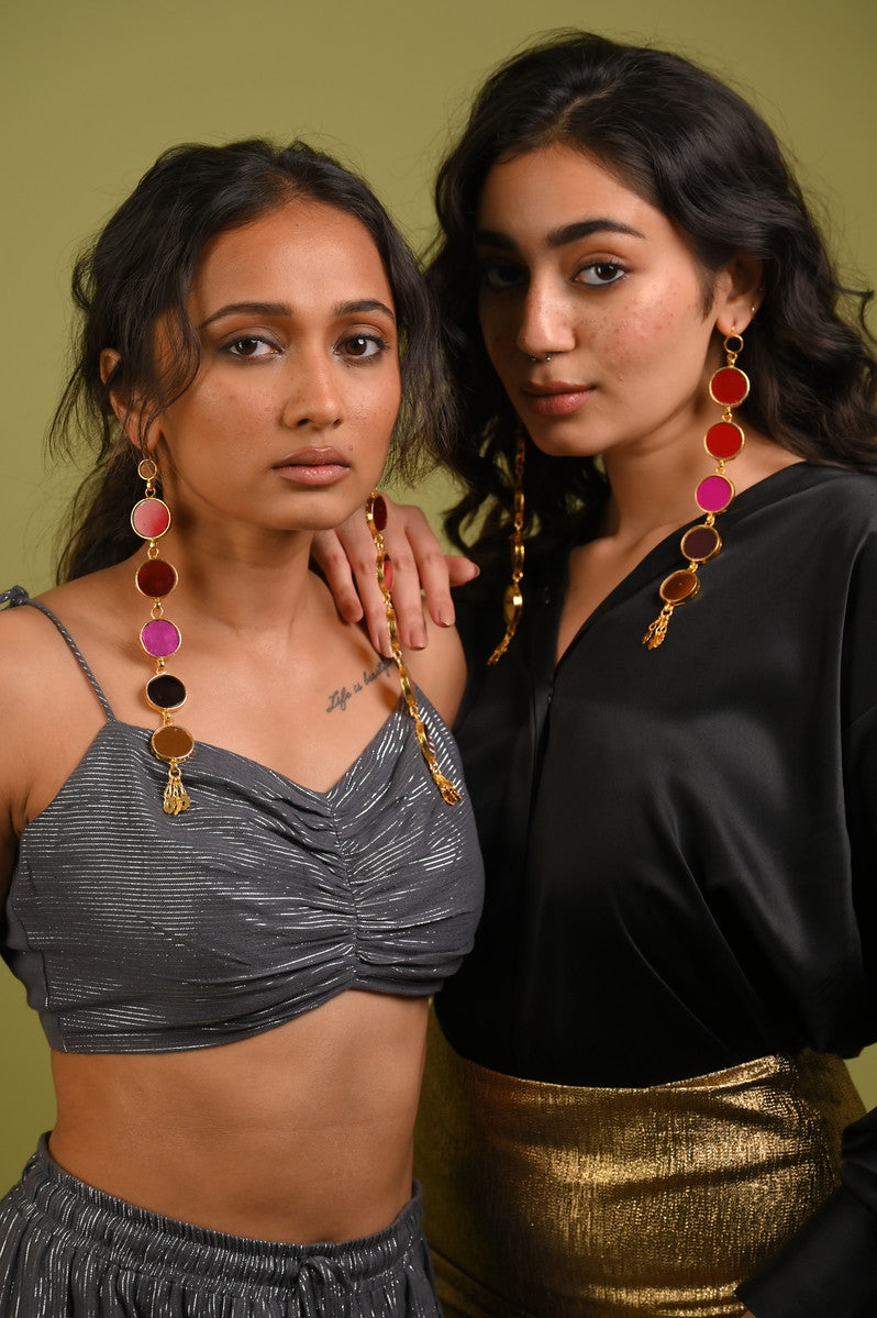 Rubaa Multicolour Gold Plated Earrings