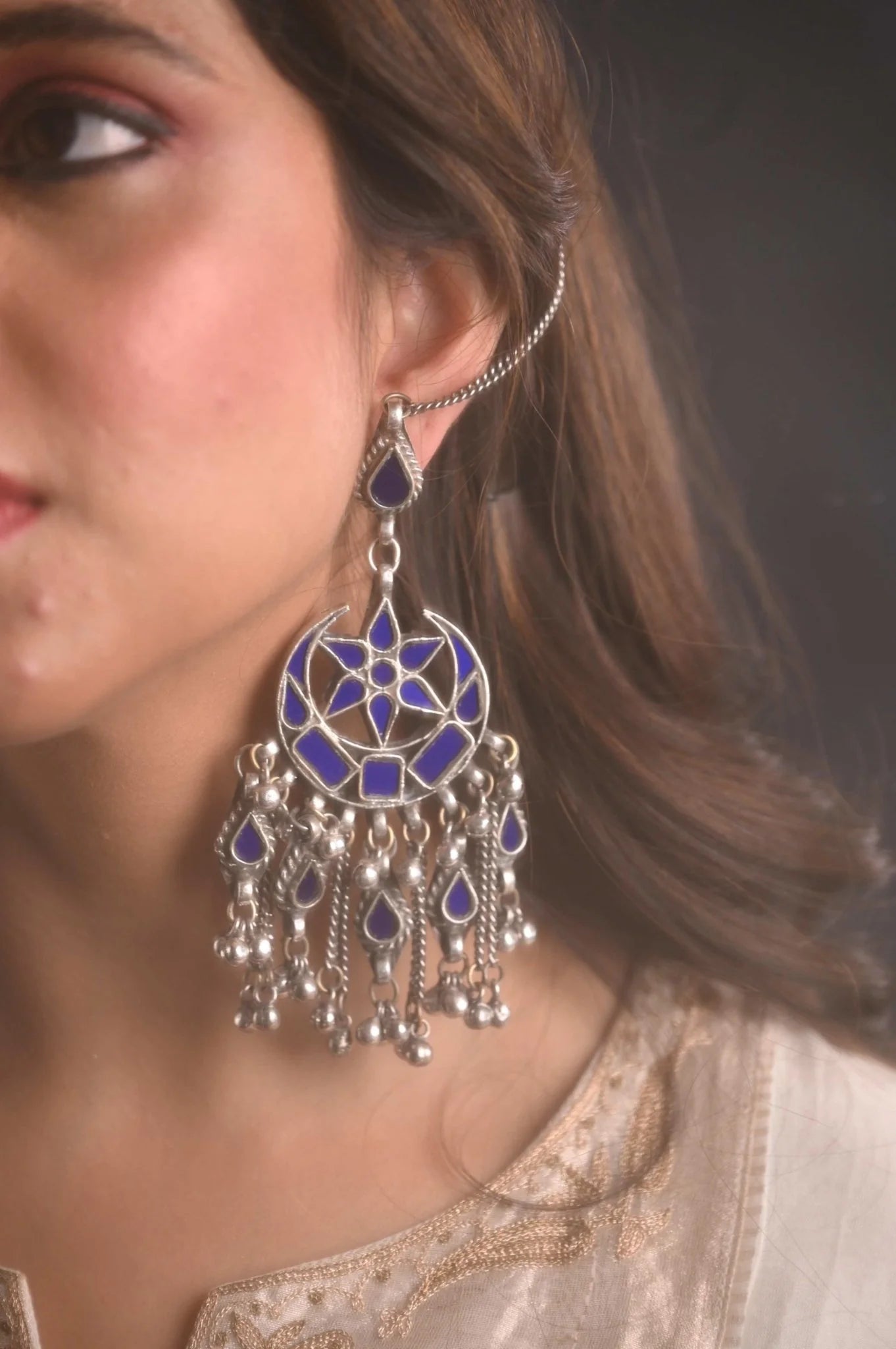 Royal Blue Izzha Chandbalis