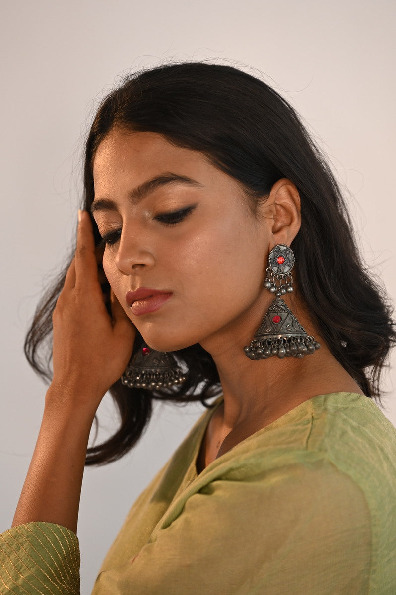 Multicolour Black Finish Kothi Earrings