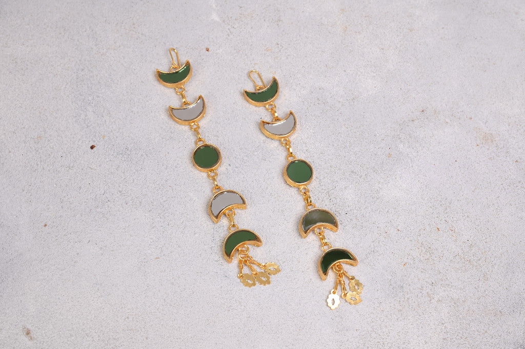 Yaraa Green & White Gold Plated Earrings
