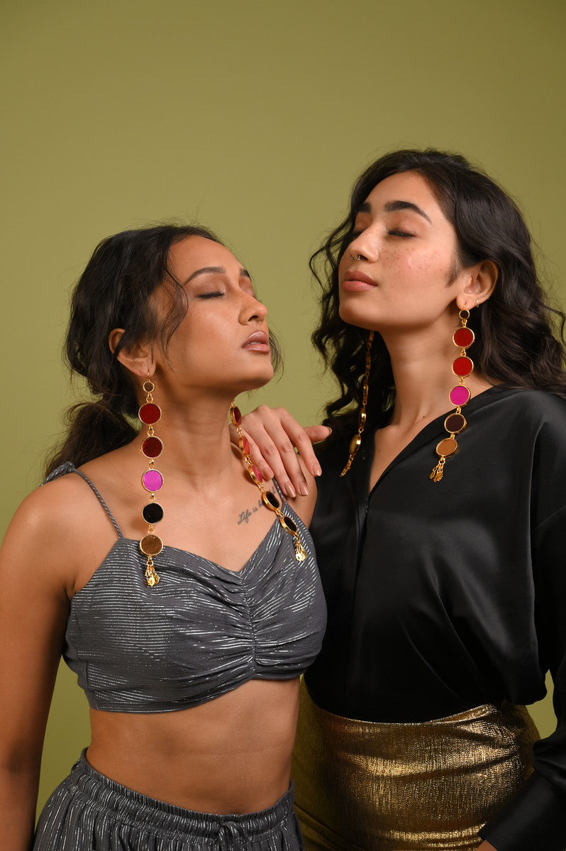 Rubaa Multicolour Gold Plated Earrings