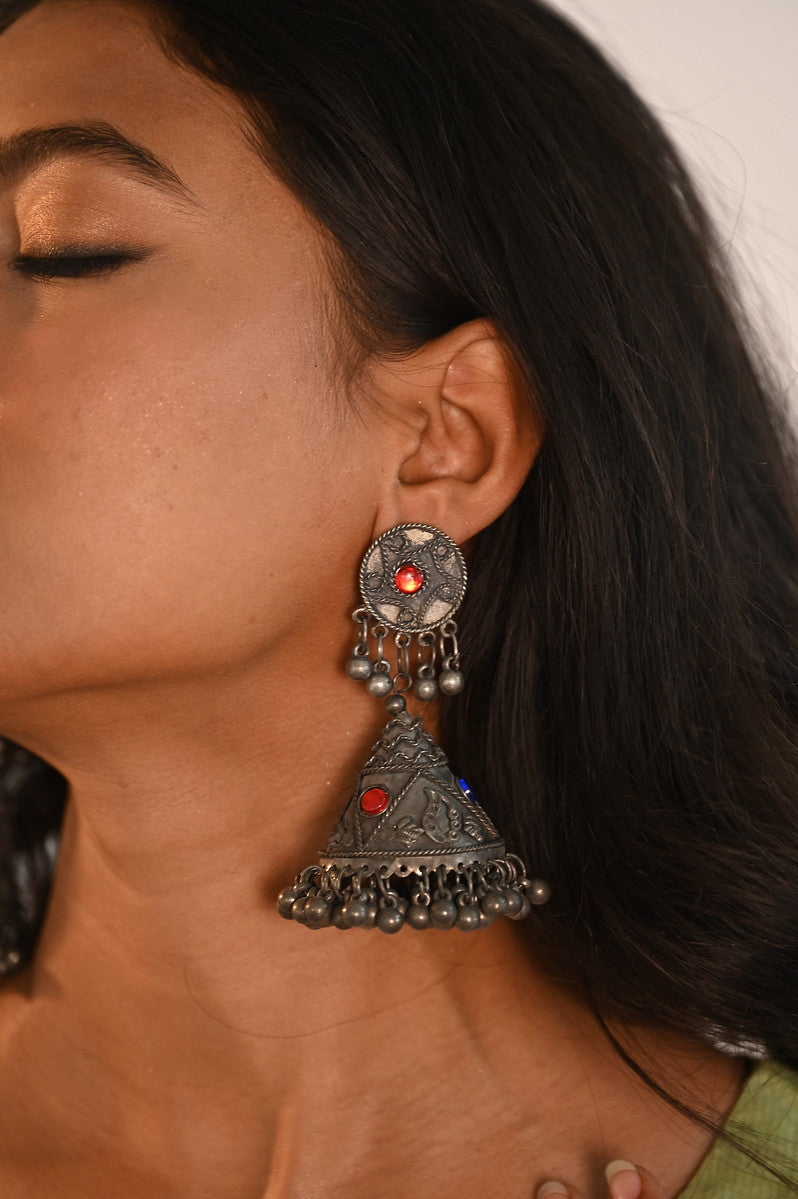 Multicolour Black Finish Kothi Earrings