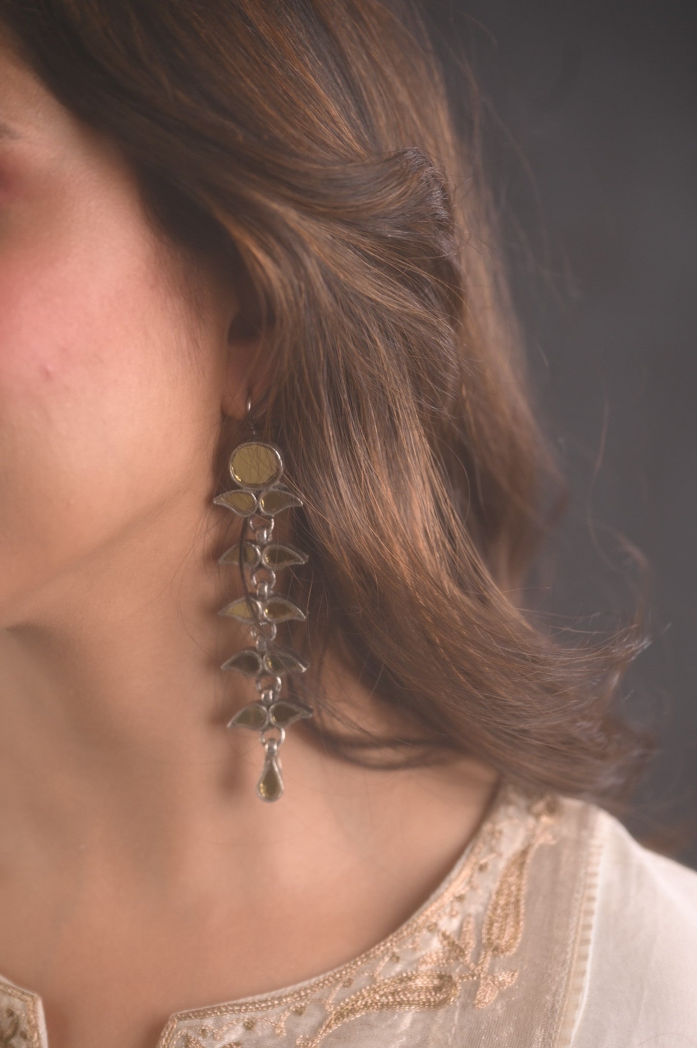 Simone in Nudaa Plain White Earrings
