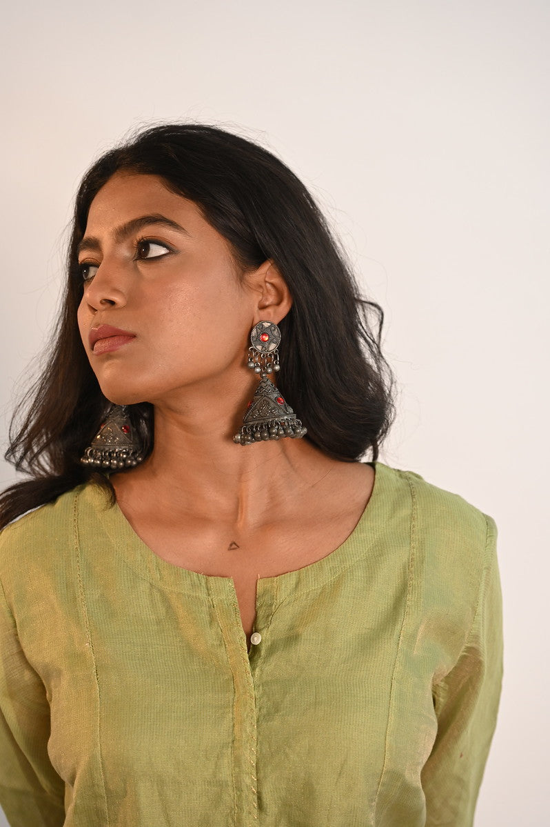 Multicolour Black Finish Kothi Earrings