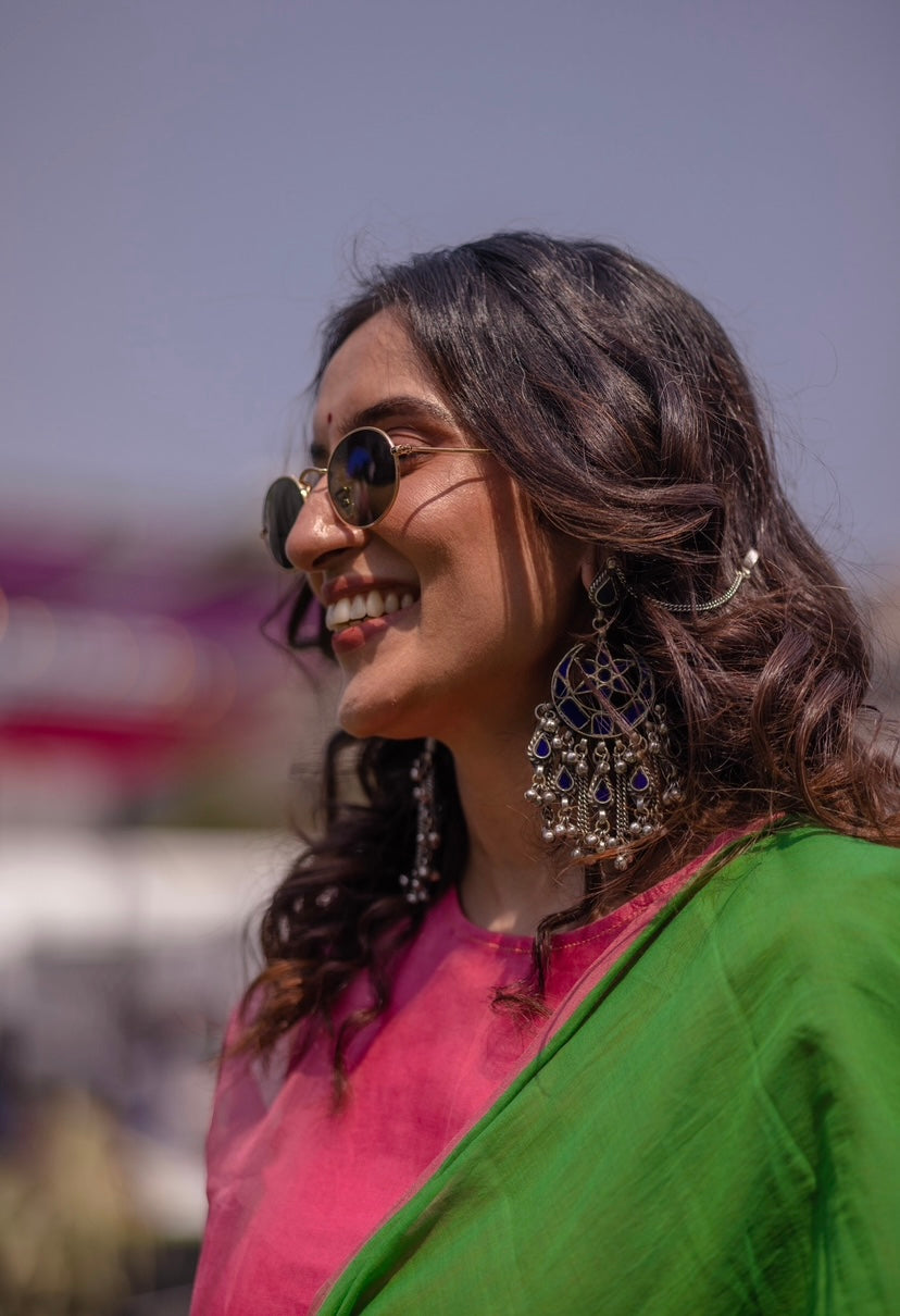 Urmi in Royal Blue Izzha Chandbalis