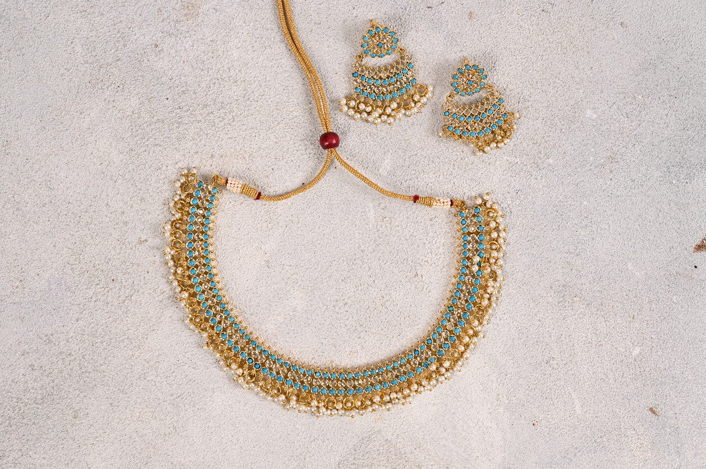 Harf 22k Gold Plated Firoza Set