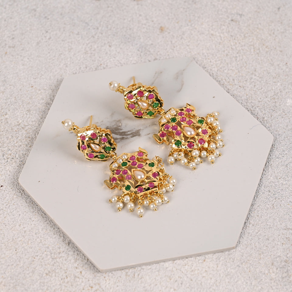 Innayat 22k Gold Plated Navratna Set