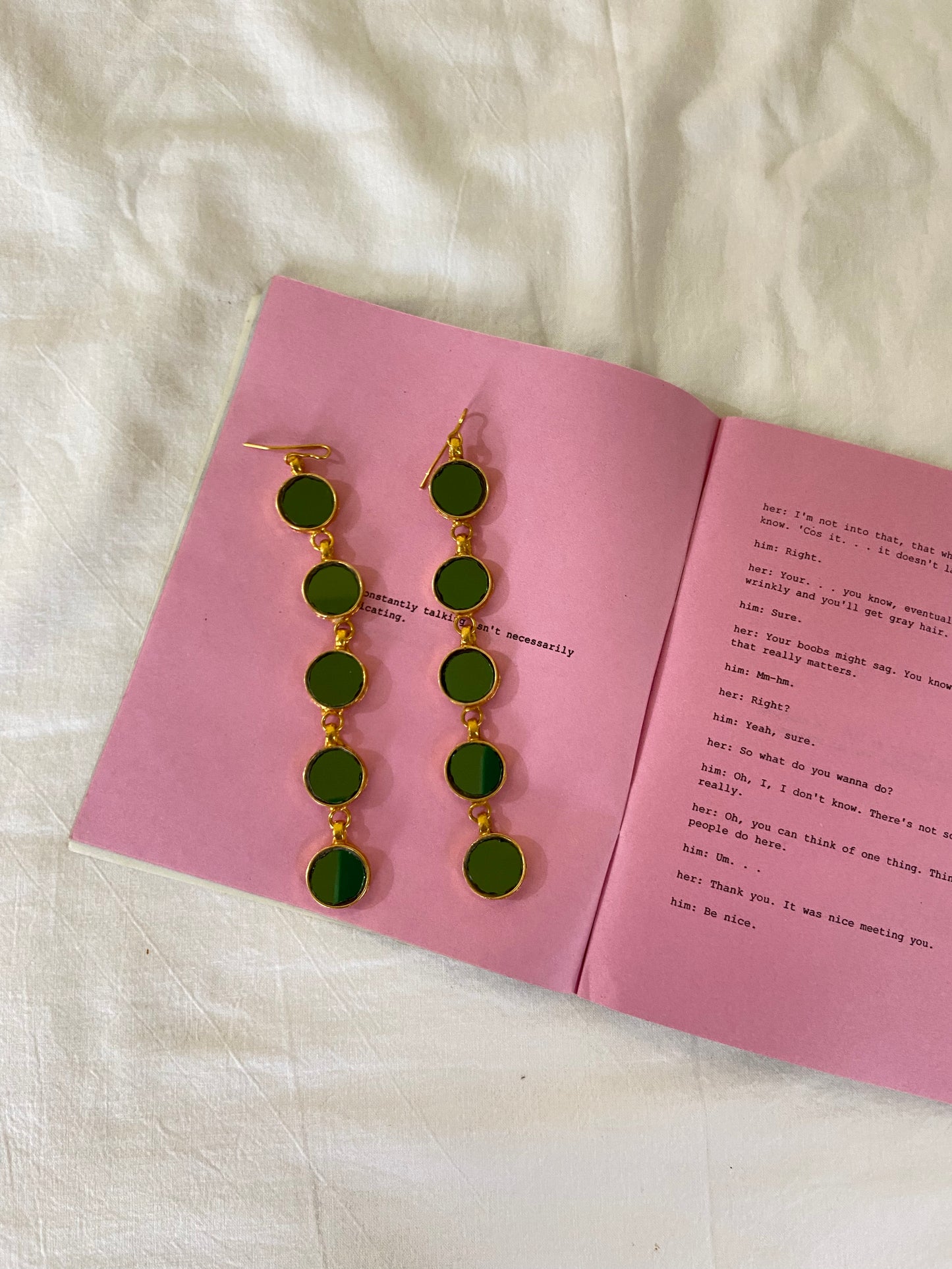 Nura Green Gold Plated Earrings