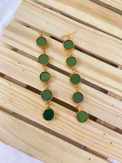 Nura Green Gold Plated Earrings