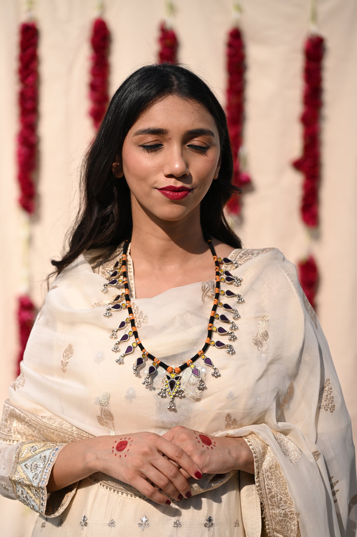 Zimal Multicolor Glass Neckpiece