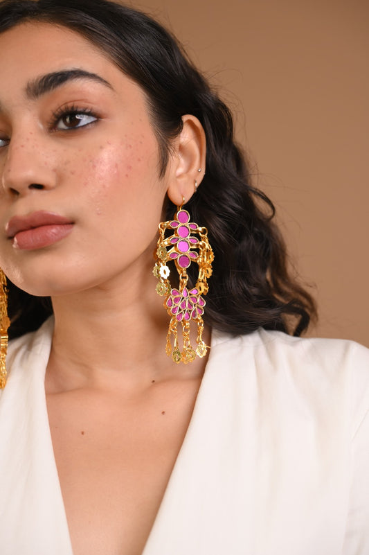 Nadiya Rani Pink Gold Plated Earrings